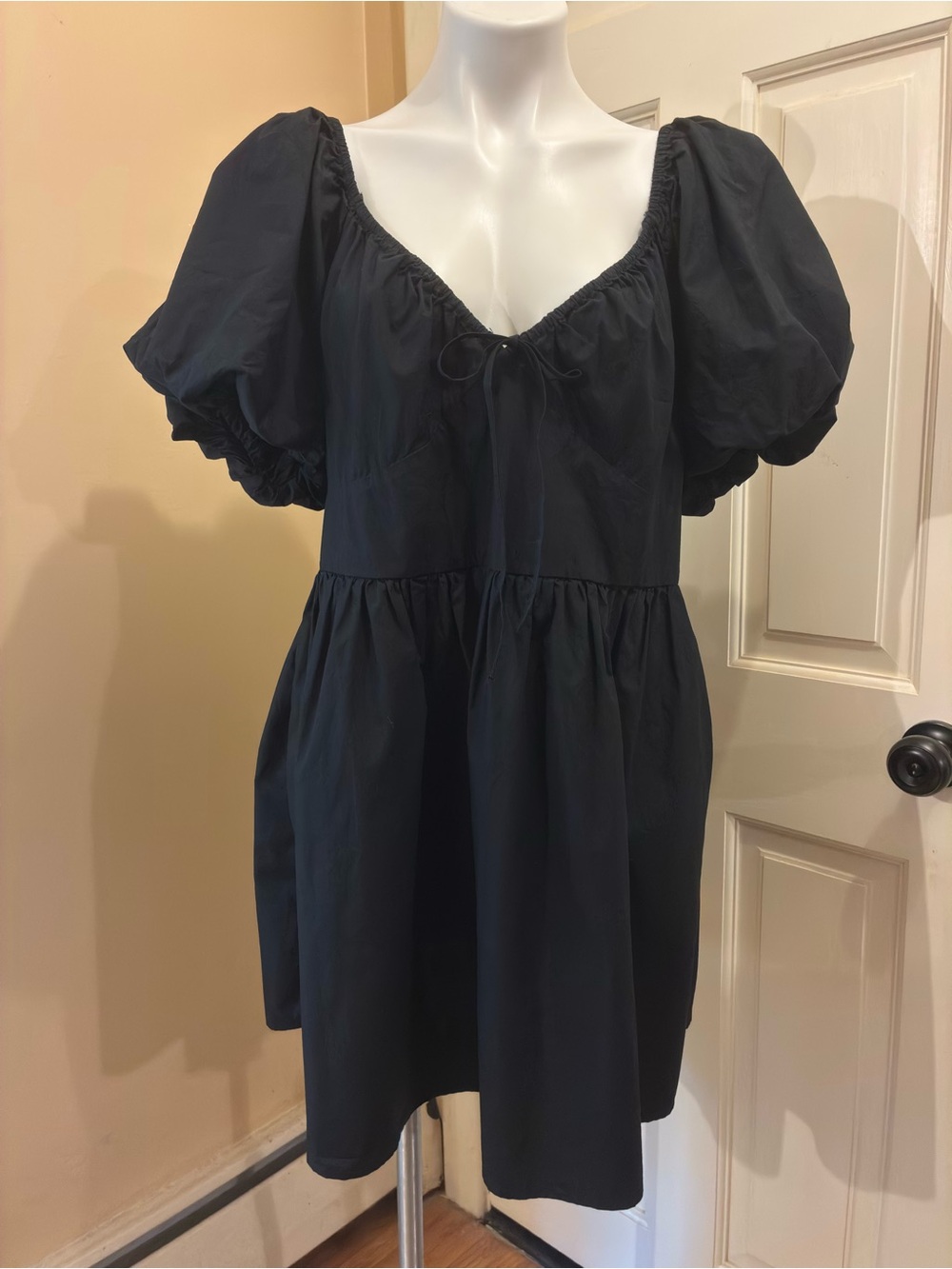 A New Day Puff-Sleeve Mini Dress Black Size XL